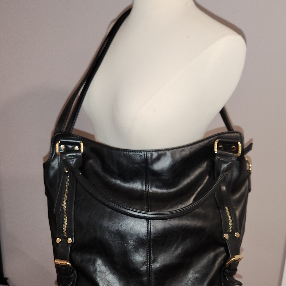 Elegant Black Leather Tote Bag
